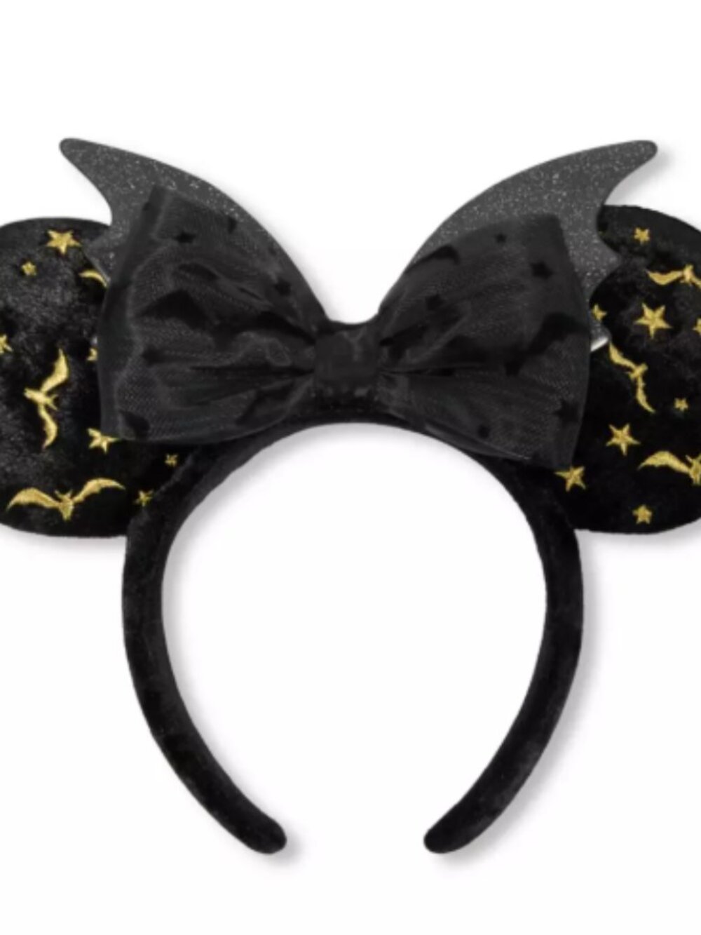 Disney Halloween Bat Ear Headband Black Sparkle Mickey Ears Minnie Bow